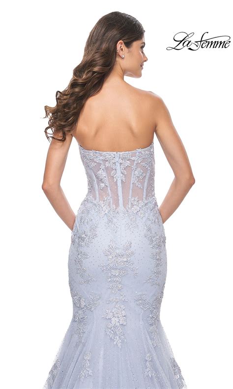 la femme black prom dress|la femme periwinkle dress.